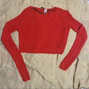 Red cropped long sleeve